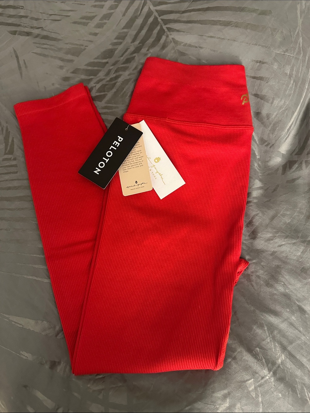 Peloton Bright Red Ribbed Leggings
